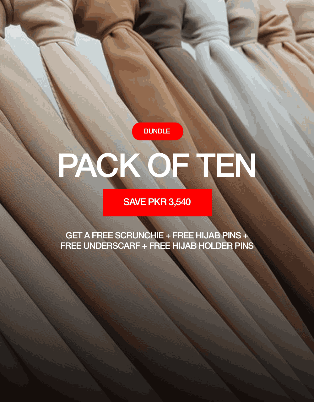 Pack Of Ten Georgette Scarfs - Save PKR 3,450