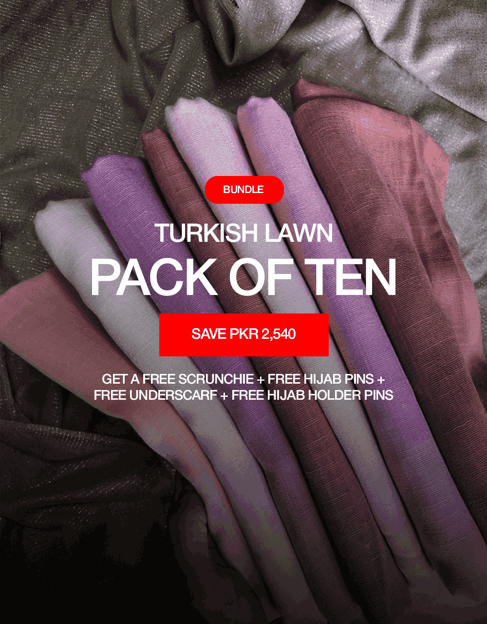 Pack Of Ten Turkish Lawn Scarfs - Save PKR 2,540