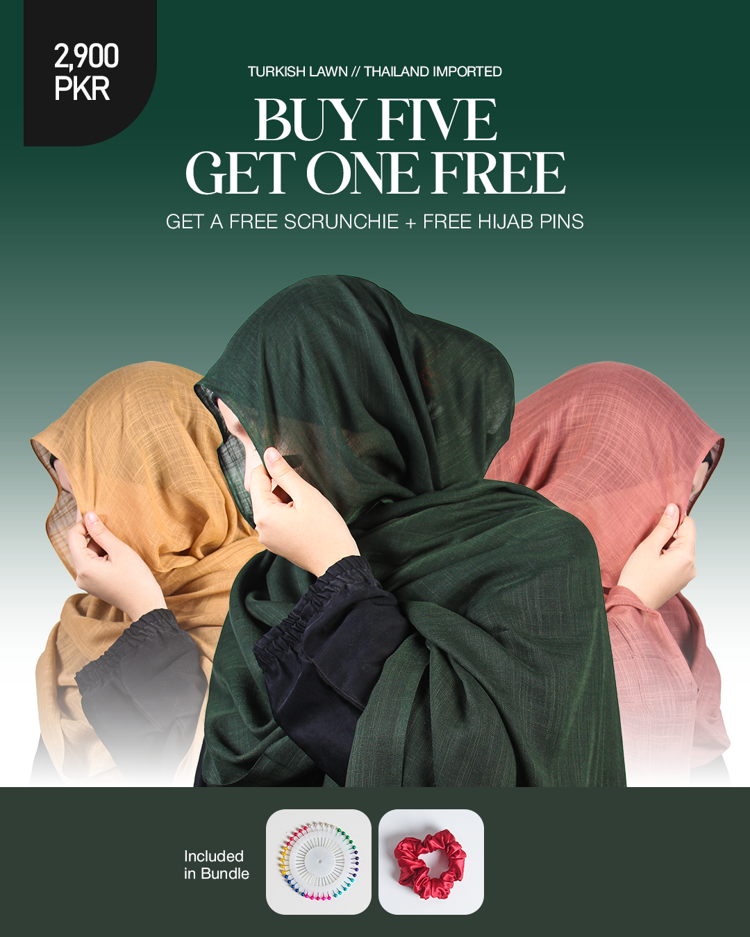 Pack Of Five Turkish Lawn (GET ONE FREE) - Save PKR 1,895